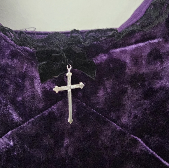 Juniors Large Purple Velvet Dress - Picture 2 of 5